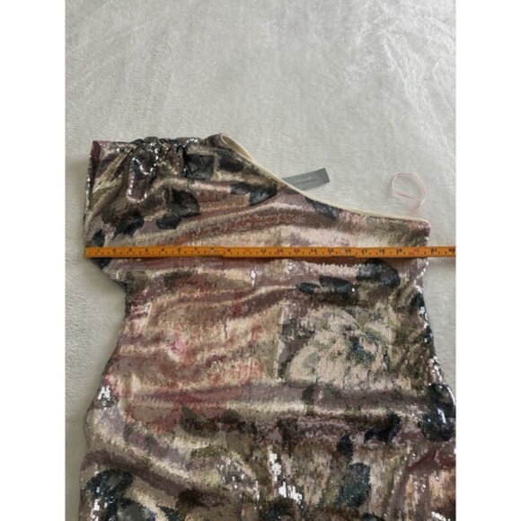 Anthropologie Porridge One Shoulder Floral Sequin Maxi Dress Sz SP Pink - Picture 7 of 10